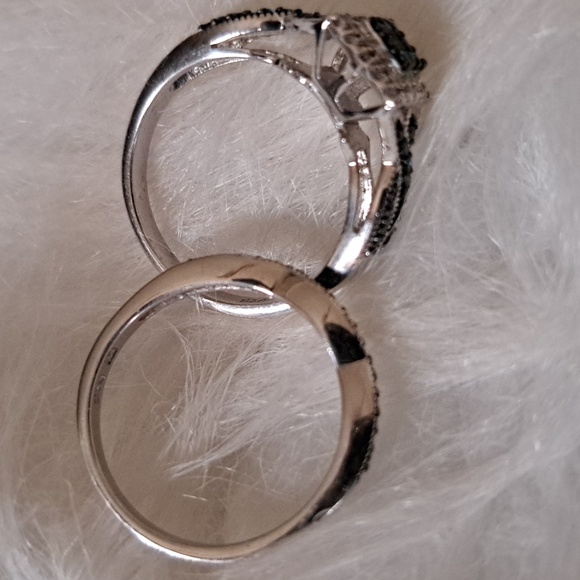 Forever Bride 1/3 CCTW Teal Ring and Band - Picture 3 of 10